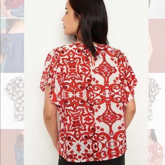⭐️ ANTHROPOLOGIE: Red/Wht Blouse - Picture 2 of 2